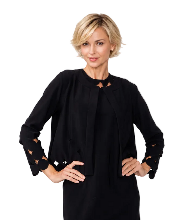 Polka-Dot Cut-Out Jacket in Black - C1238J-BLK