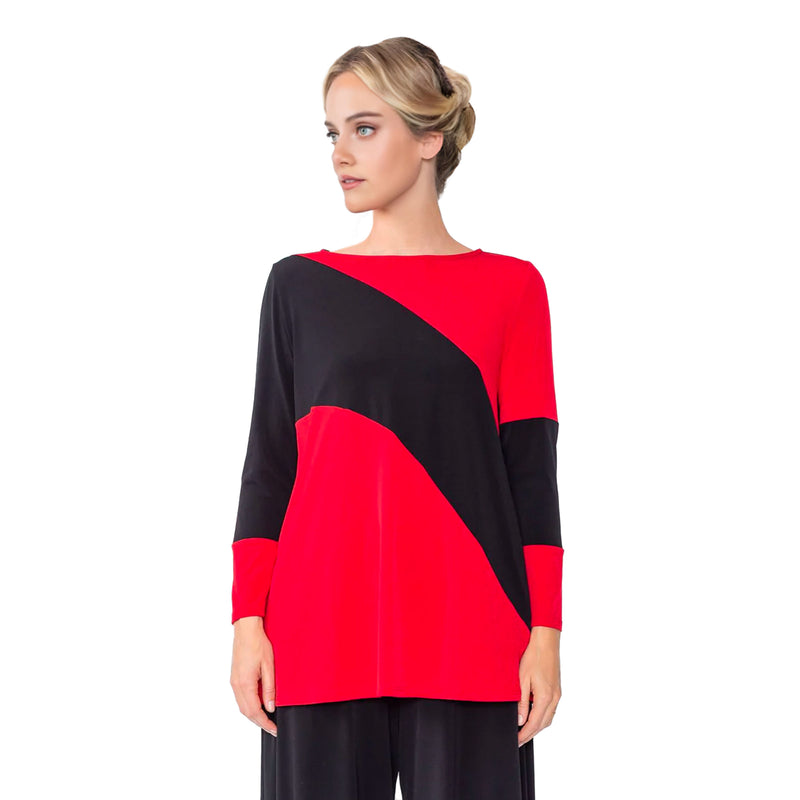 IC Collection Colorblock Tunic in Red & Black - 4965T-RD