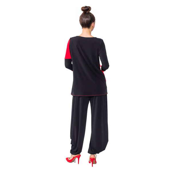 IC Collection Colorblock Tunic in Red & Black - 4965T-RD - Size M Only!