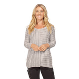 "Mixed Direction" Stripe V-Neck Tunic - 12518