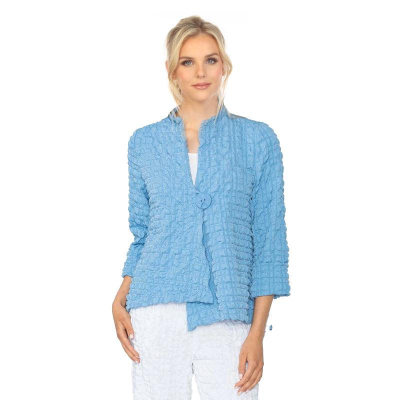 Textured Asymmetric Jacket in Ocean Blue - 4507J