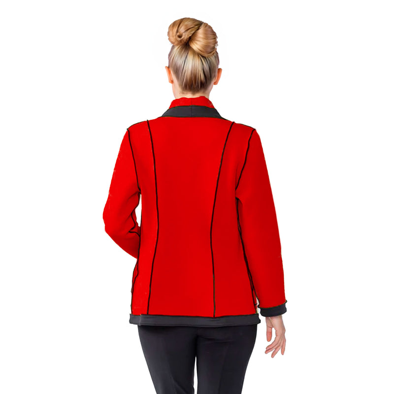 IC Collection Techno Knit Jacket with Contrast Trim in Red - 4939J-RD