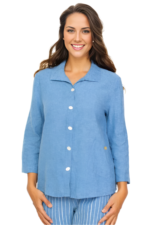 Habitat Pleated Linen Blend Swing Shirt - 41535