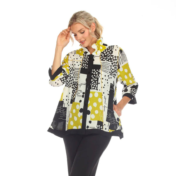 Polka-Dot Lightweight Button Front Swing Blouse/Jacket - 3497