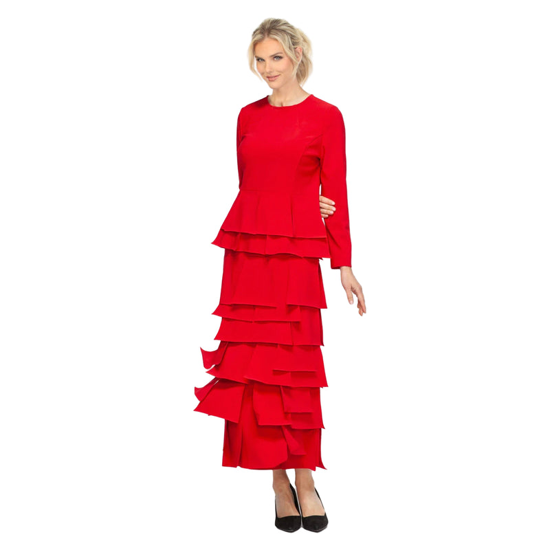 Tiered Peplum Top in Red - 7233T-RD