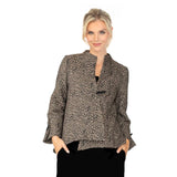 Pebbled Metallic Jacquard One-Button Jacket in Brown - 6750J