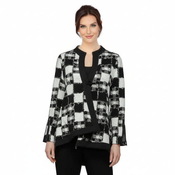 Modern Black & White Check Asymmetric Jacket - 7369J