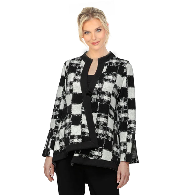 Modern Black & White Check Asymmetric Jacket - 7369J