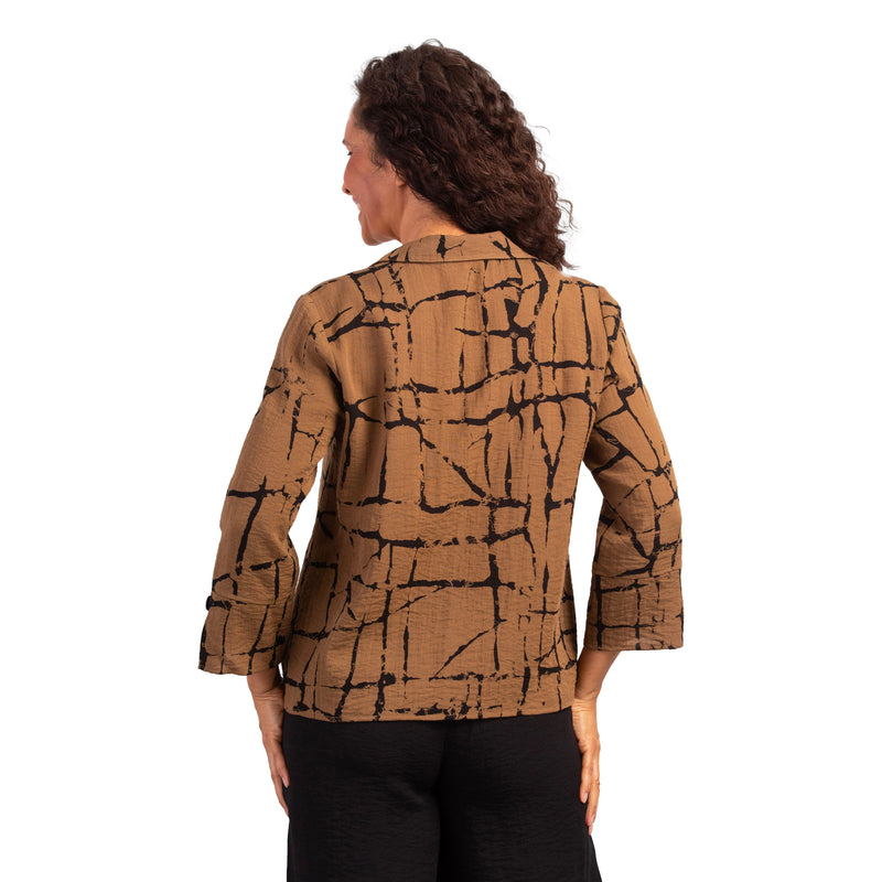 Habitat Express Travel Abstract Crackle Swing Shirt in Fawn - 38411-FWN