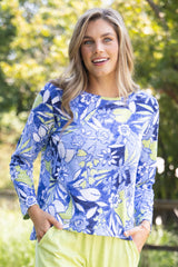 Peruvian Cotton Fiji Floral Hi-Lo Scoop Neck Tee - 13425