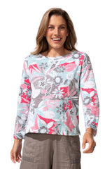 Peruvian Cotton Fiji Floral Hi-Lo Scoop Neck Tee - 13425