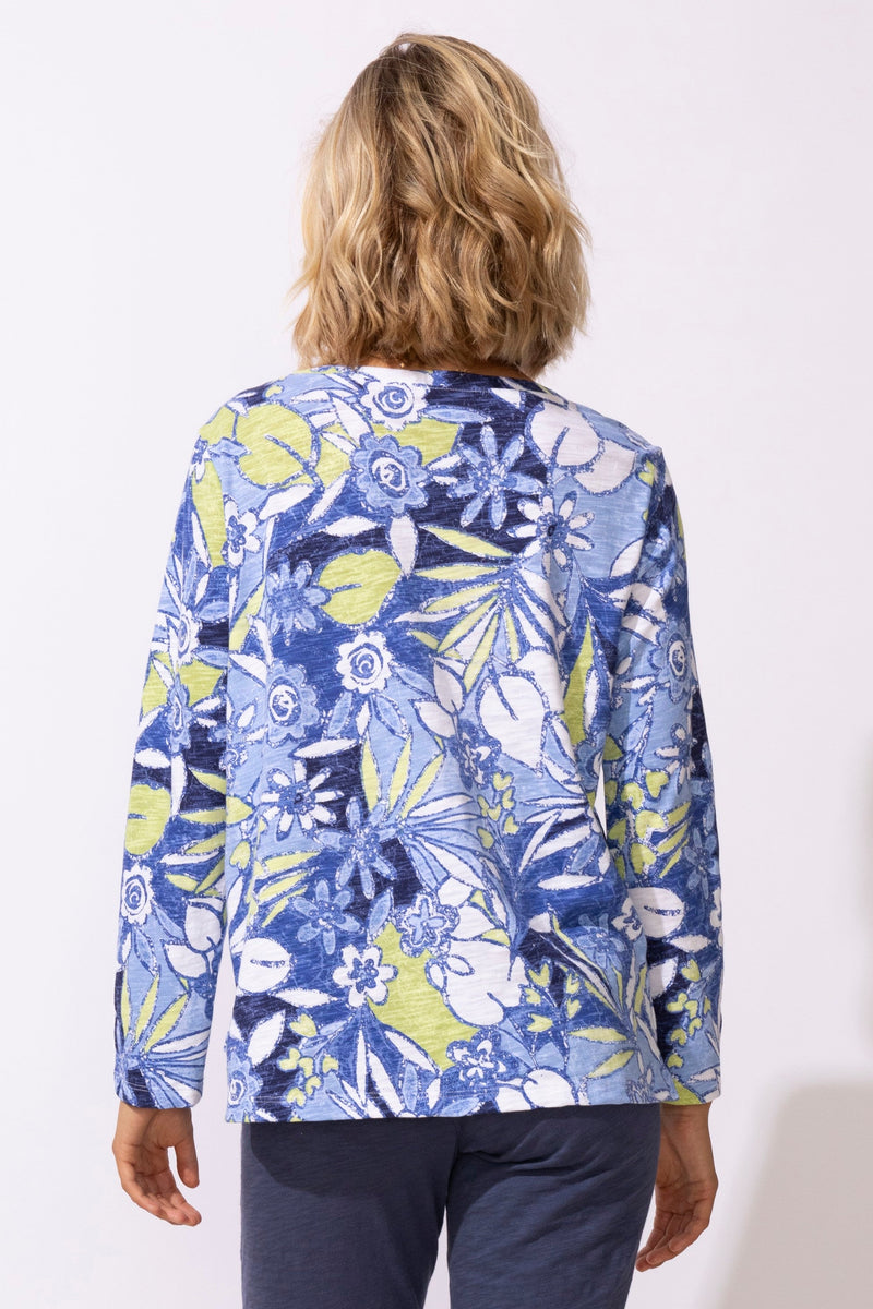 Peruvian Cotton Fiji Floral Hi-Lo Scoop Neck Tee - 13425