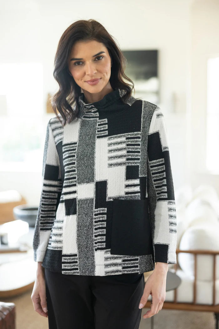 Fair and Square Ruched Collar Top - 13514