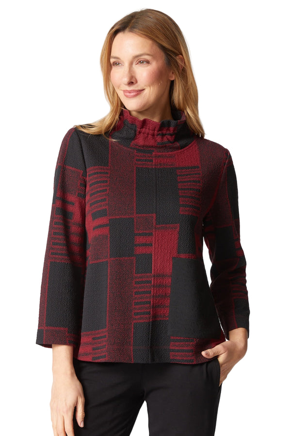 Fair and Square Ruched Collar Top - 13514