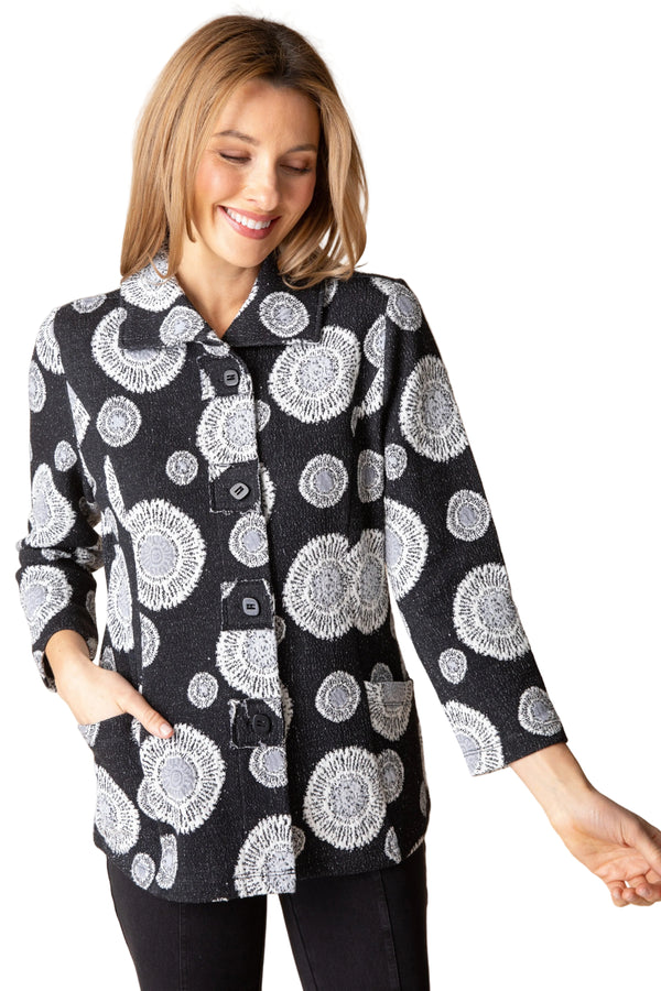 Circle Back Patch Button Jacket - 13640