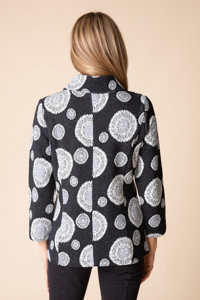 Textured Circle Print Patch-Button Jacket - 13640