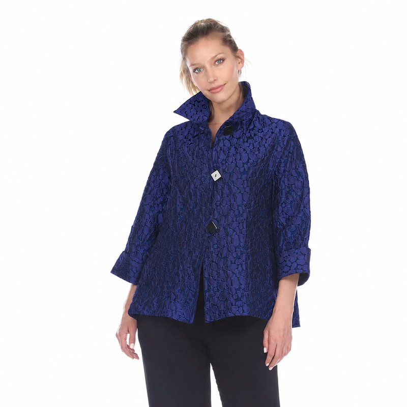 Jacquard Button Front Jacket in Royal Blue -  2453TAF-BLU
