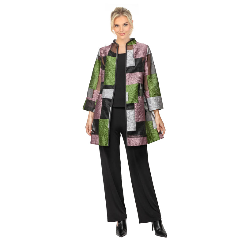 Geometric Patchwork Open Front Jacket - 7517J