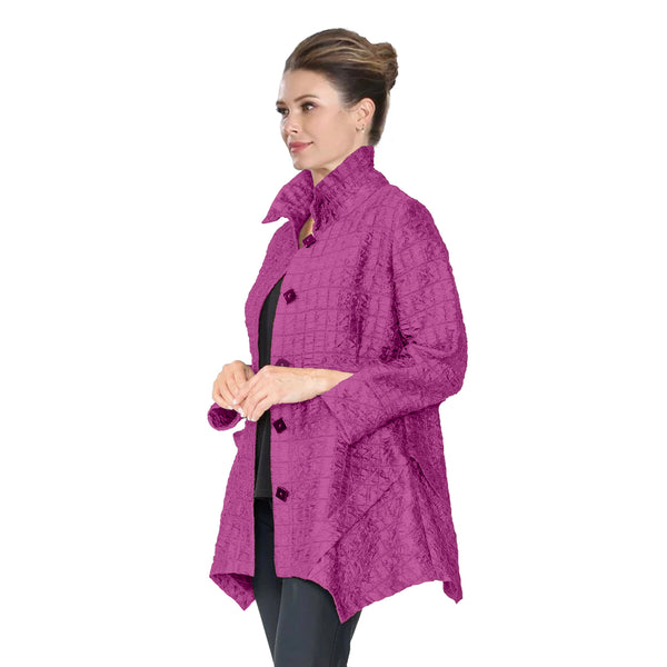 Jacquard Button Front Tunic Jacket in Plum - 6930J-PLM - Size XL Only!