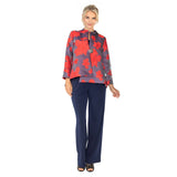 Blossom Jacquard Asymmetric Jacket in Red - 4758J-RD - Sizes M & XXL