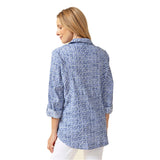 Crinkle Cotton Boyfriend Tunic Shirt in Rain - 40520-RN