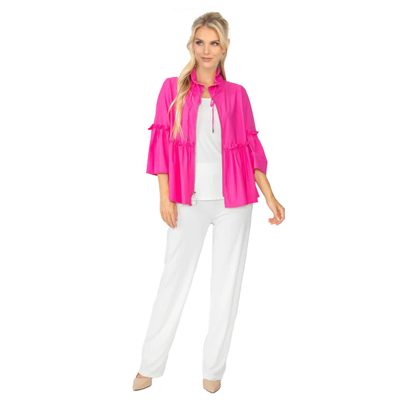 Shirred Peplum Jacket in Pink - 4646J-PNK