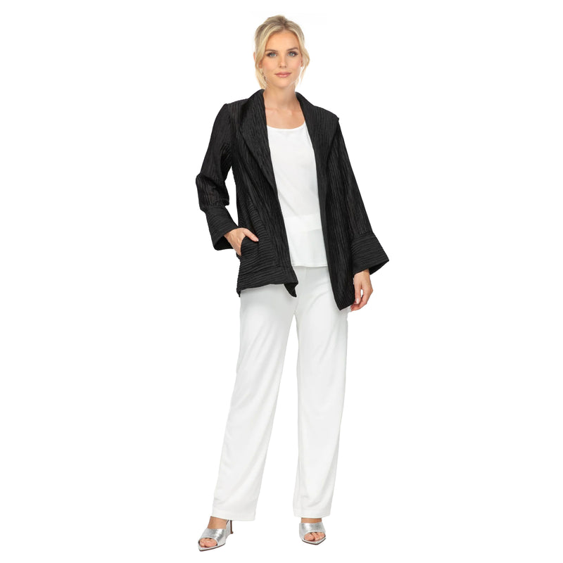 Textured Stripe Easy Open Front Jacket in Black - 6831J-BLK