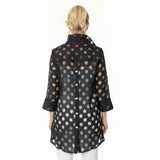 Polka-Dot Sheer High-Low Blouse in Black - 7032J-BLK