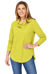 Soft Cotton Draped Cowl Neck Tunic - 10036