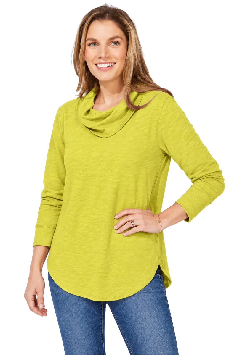 Soft Cotton Draped Cowl Neck Tunic - 10036