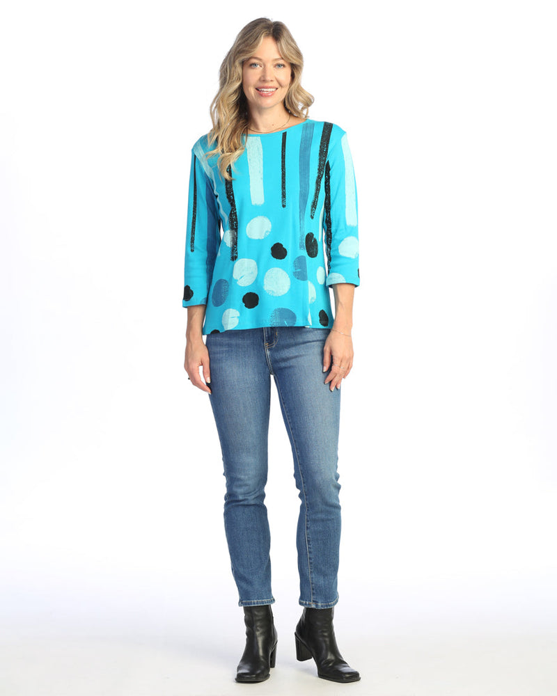 Jess & Jane "Drizzle" Abstract Top - 14-2032