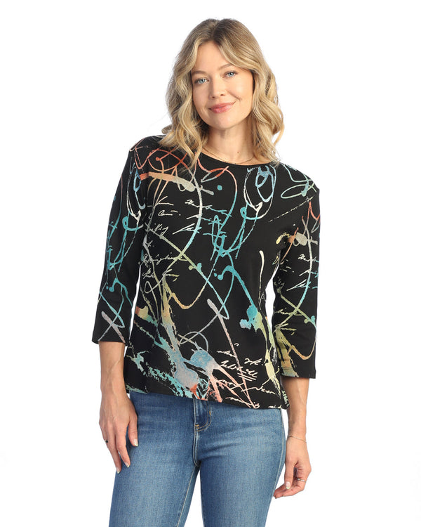 Jess & Jane "Rhapsody" Abstract Top - 14-2036