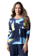 Painted Ikat Top in Navy/Multi - 143185-NVY