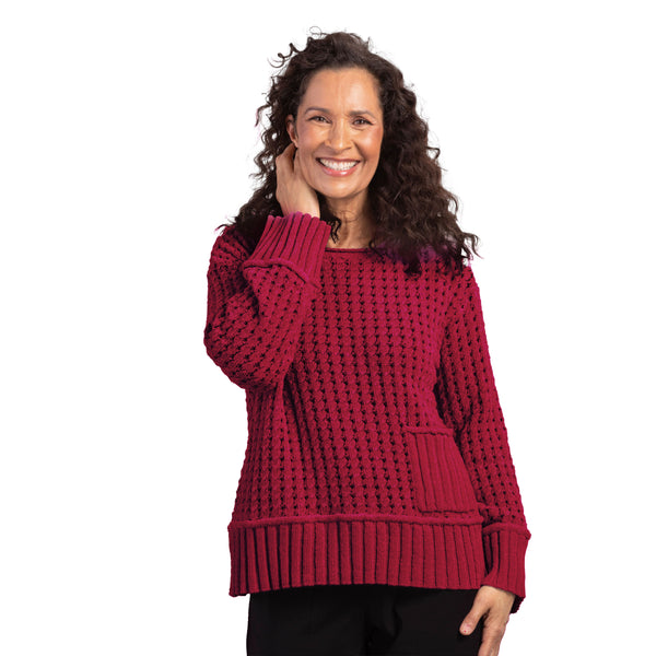 Habitat Tweedy Chenille Pocket Pullover in Cranberry - 87735-CRN