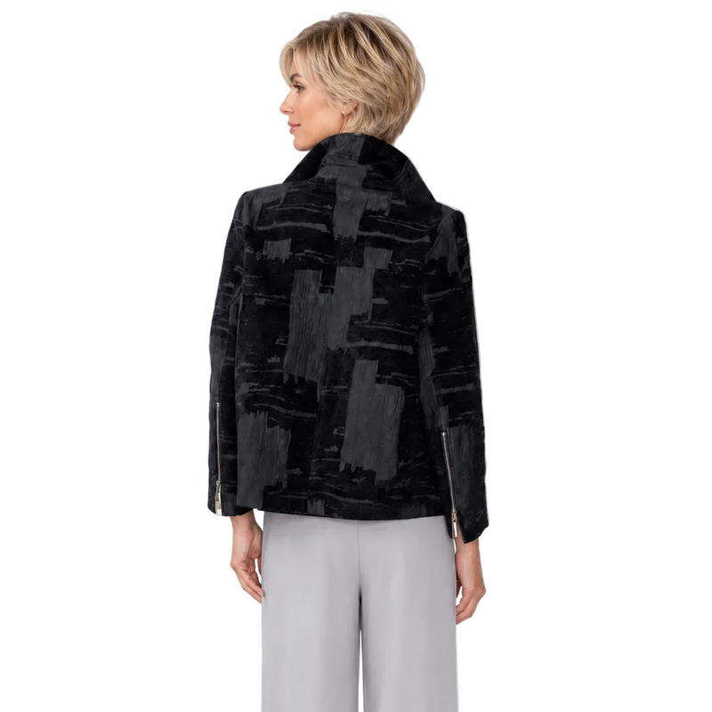 Just In! Tonal Abstract Zip-Front Jacket - 8202J