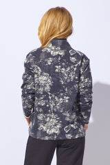 Batik Floral Quarter Zip — black