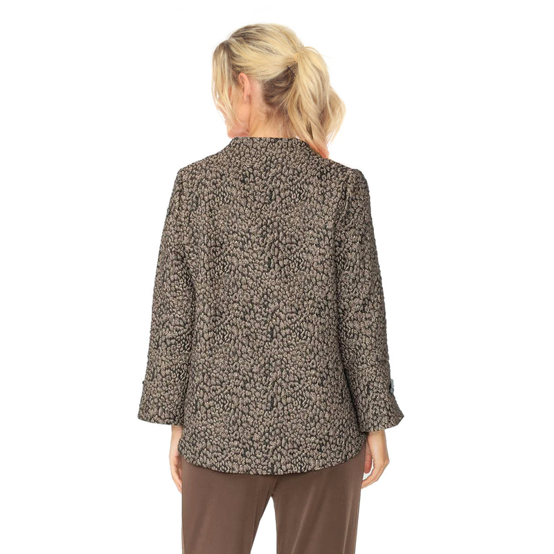 IC Collection Pebbled Metallic Jacquard One-Button Jacket in Brown - 6750J