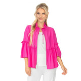 Shirred Peplum Jacket in Pink - 4646J-PNK