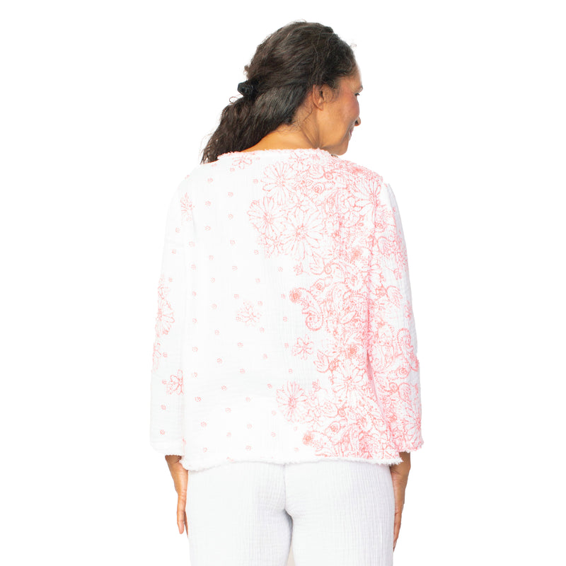 Habitat Double Cloth Floral Pullover in Melon - 76513-MLN