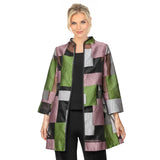 Geometric Patchwork Open Front Jacket - 7517J