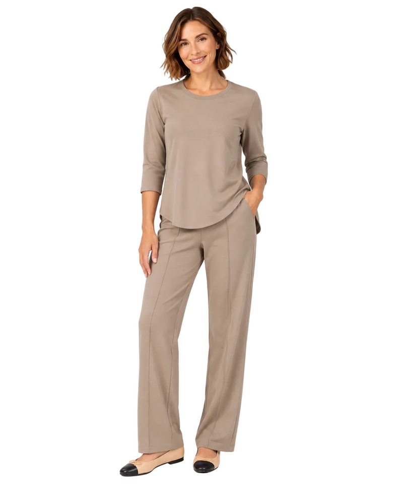 Soft Knit Pant Set in Taupe - ZIASET-TP