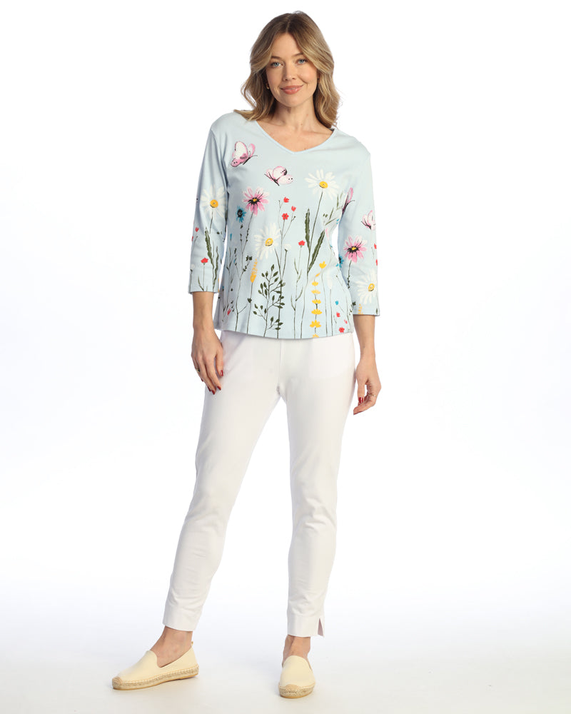 "Fantasia" Abstract Print V-Neck Top - 15-1559
