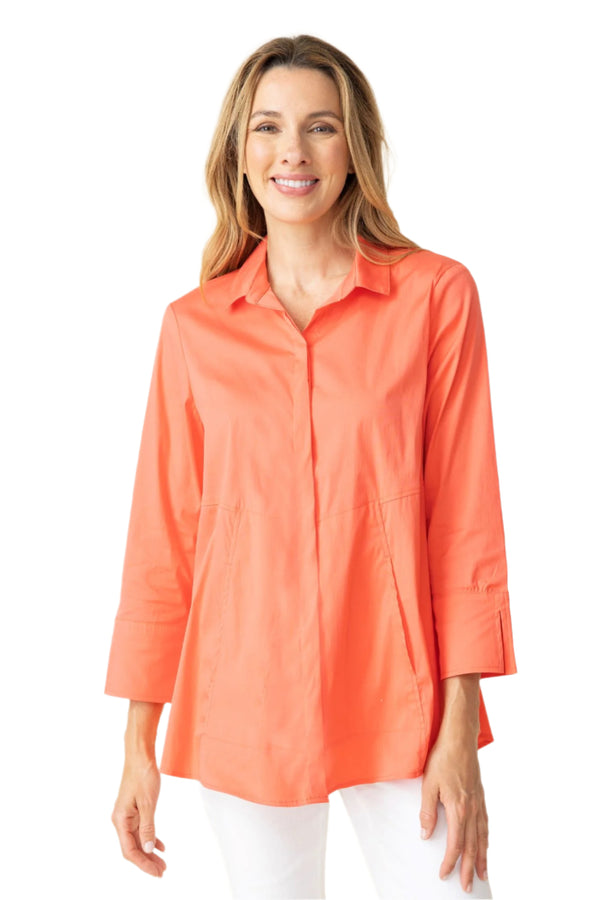 Habitat The "One" Hidden Placket Shirt in Papaya - 15019-PPY