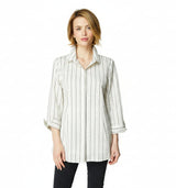 Striped Cotton Blend Tunic Shirt - 15119