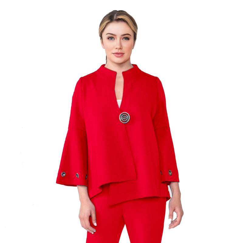 IC Collection Bell Sleeve Asymmetric Jacket in Red - 4577J-RD