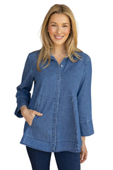 Denim Hidden Placket Shirt - 15219