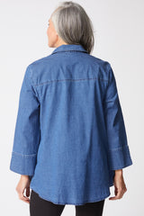 Denim Hidden Placket Shirt - 15219