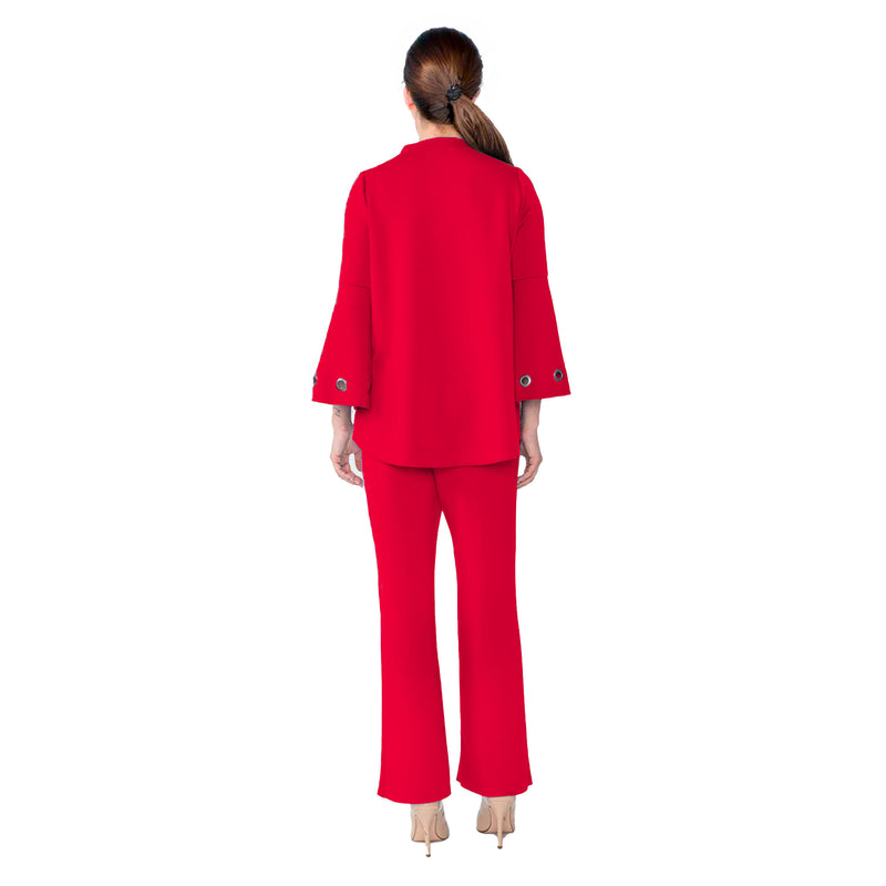 IC Collection Bell Sleeve Asymmetric Jacket in Red - 4577J-RD