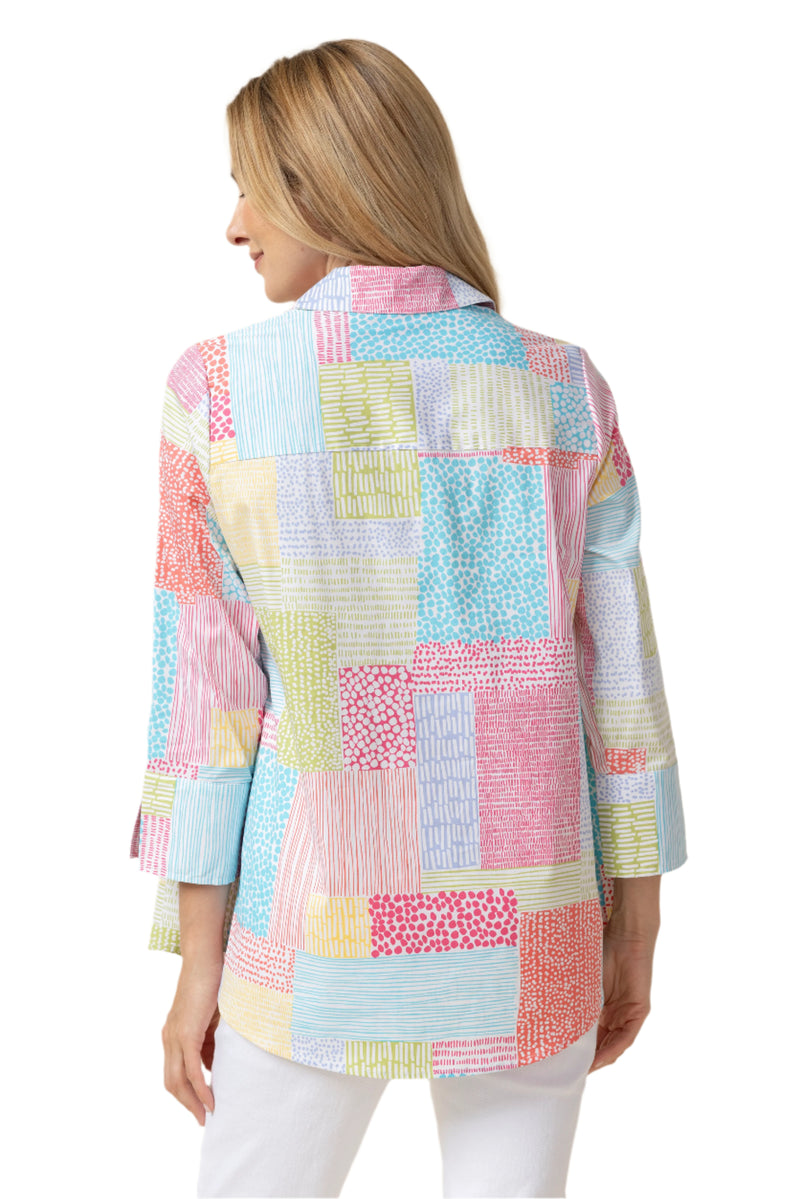 The "One" Shirt in a Colorful Organic Patchwork Print - 15319