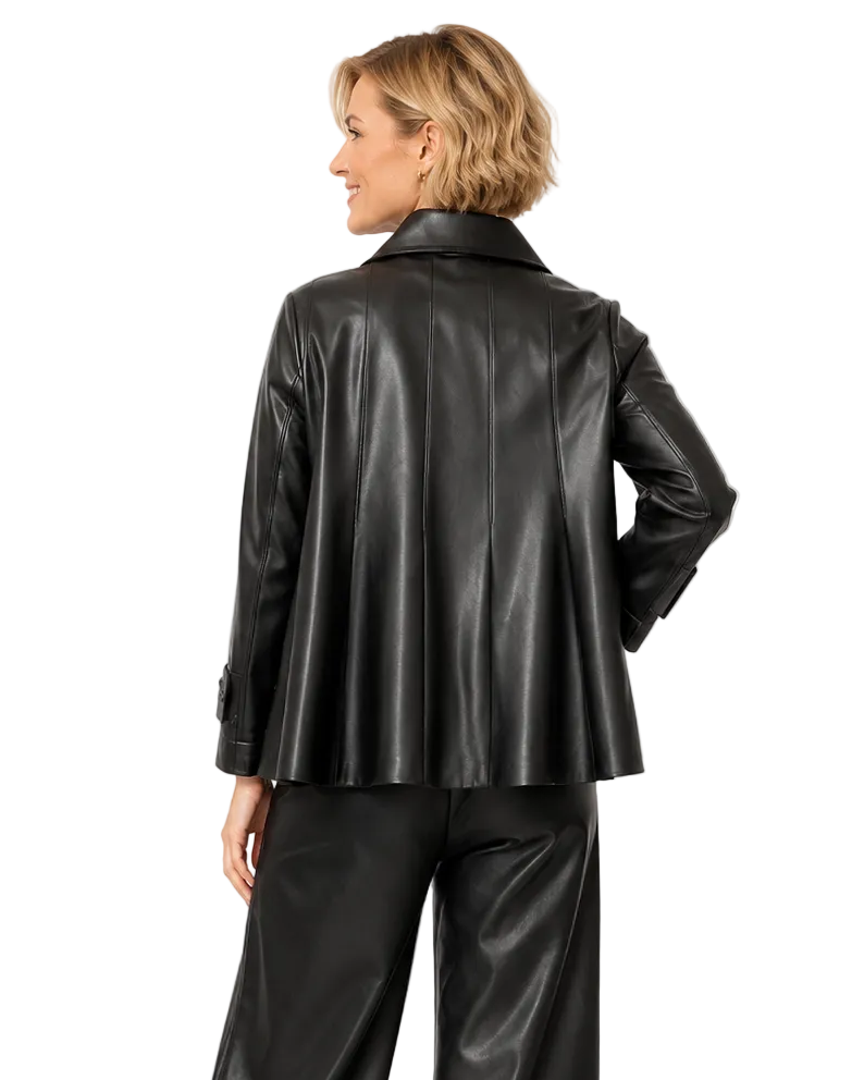 Just In! Soft Vegan Leather Jacket in Black - 8059J